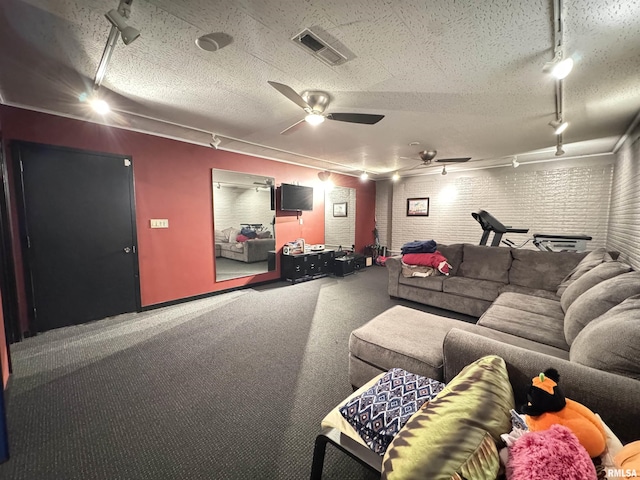 6 Ottawa Trl, Galesburg, IL 61401 - carpeted cinema room with track lighting and ceiling fan