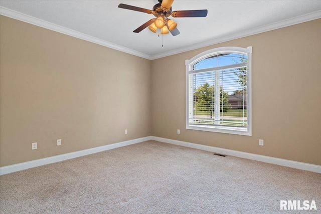 4408 Foxhall Ln, Springfield, IL 62711 - carpeted empty room with ornamental molding and ceiling fan
