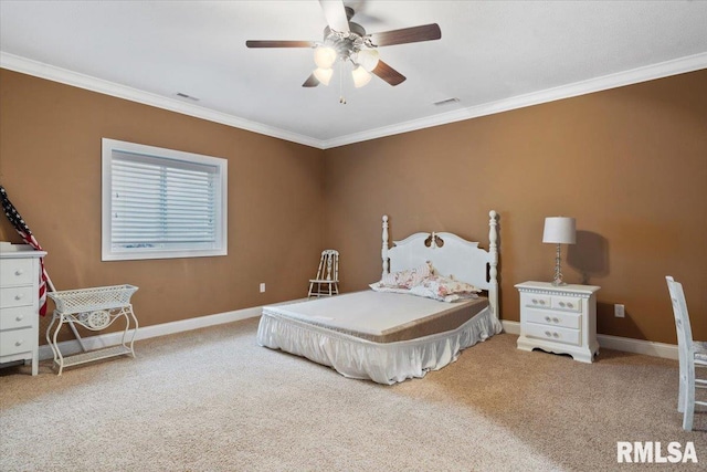 4408 Foxhall Ln, Springfield, IL 62711 - carpeted bedroom featuring ornamental molding and ceiling fan