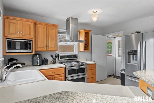 14 Beachview Ln, Springfield, IL 62712 - kitchen featuring stainless steel appliances, wall chimney exhaust hood, and light countertops
