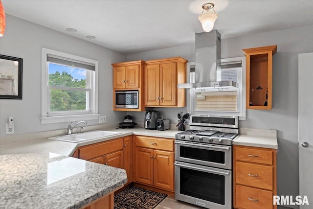 14 Beachview Ln, Springfield, IL 62712 - kitchen featuring stainless steel appliances and wall chimney range hood