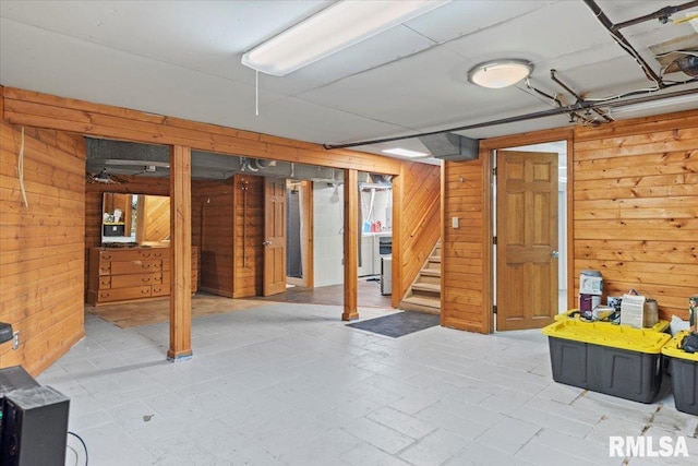 14 Beachview Ln, Springfield, IL 62712 - finished basement featuring wood walls and stairway