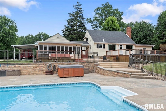14 Beachview Ln, Springfield, IL 62712 - view of swimming pool with a hot tub and a patio area