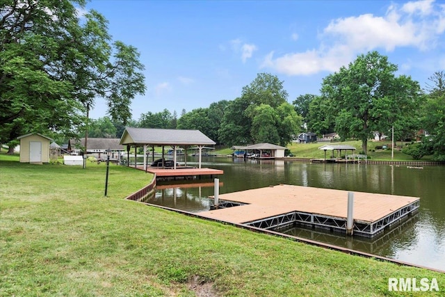 14 Beachview Ln, Springfield, IL 62712 - dock featuring a water view, a yard, and view of wooded area