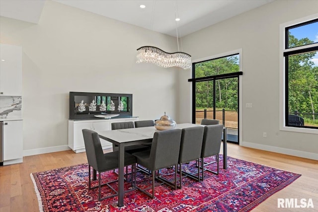 2004 Grants Pond, Chatham, IL 62629 - dining area with a chandelier, light wood-style flooring, and recessed lighting