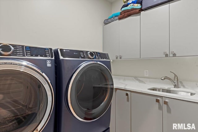 2004 Grants Pond, Chatham, IL 62629 - laundry area with cabinet space and washing machine and dryer