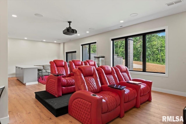2004 Grants Pond, Chatham, IL 62629 - home theater room featuring light wood-type flooring and recessed lighting