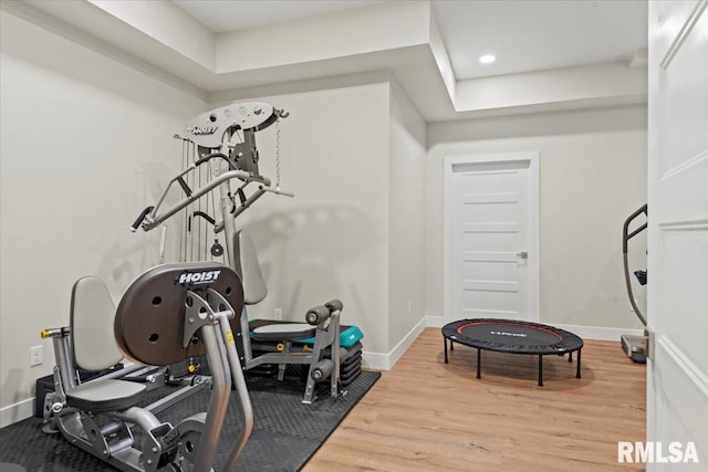 2004 Grants Pond, Chatham, IL 62629 - exercise area featuring wood finished floors and baseboards