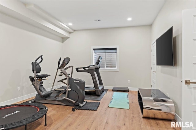 2004 Grants Pond, Chatham, IL 62629 - exercise area featuring wood finished floors and recessed lighting
