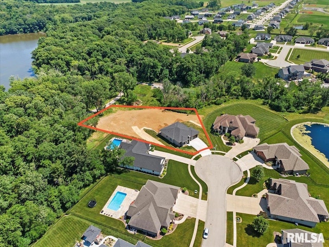 2004 Grants Pond, Chatham, IL 62629 - view of property location with a large body of water and property parcel outlined