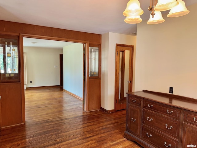161 Hawkinson Ave, Galesburg, IL 61401 - hallway featuring dark wood-type flooring and baseboards