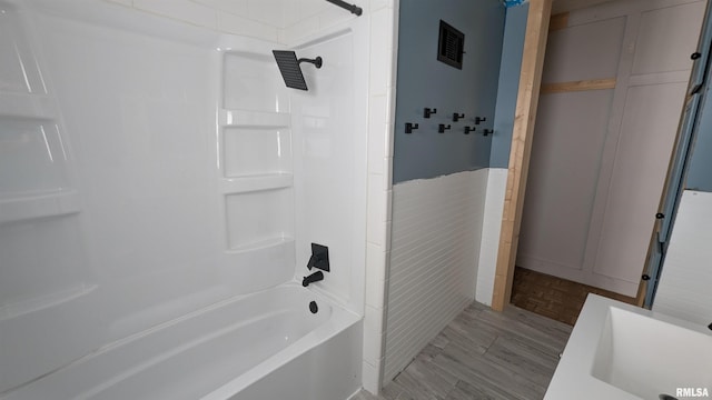 927 Sycamore St, Quincy, IL 62301 - bathroom featuring  shower combination and a wainscoted wall
