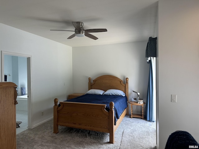 4004 Abbey Ridge St, Quincy, IL 62305 - bedroom with carpet floors, ceiling fan, and ensuite bath