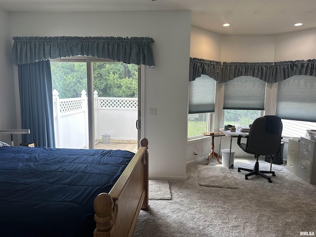 4004 Abbey Ridge St, Quincy, IL 62305 - carpeted bedroom featuring access to outside, a desk, and recessed lighting