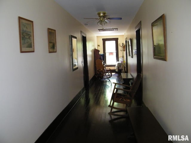 hall featuring dark hardwood / wood-style flooring