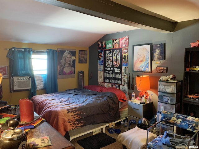 bedroom featuring vaulted ceiling