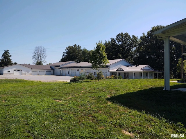 view of yard featuring a garage