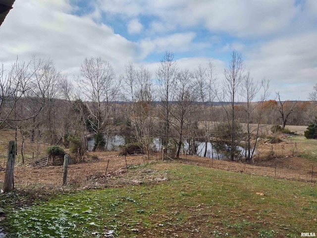 view of yard with a water view