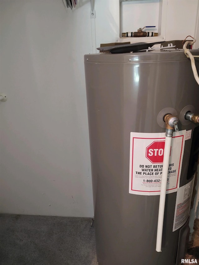 utility room with gas water heater