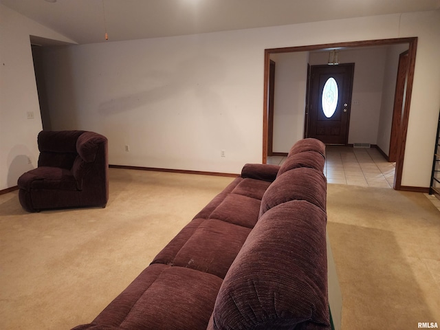 living room with light colored carpet