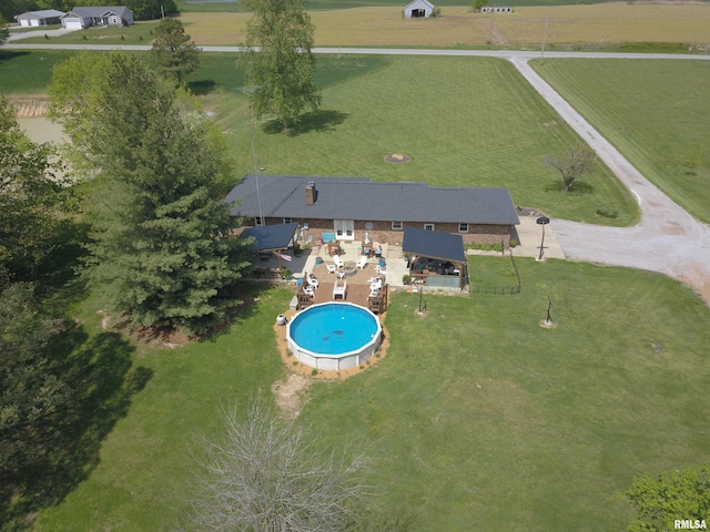 drone / aerial view with a rural view