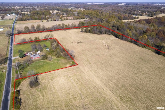 bird's eye view featuring a rural view