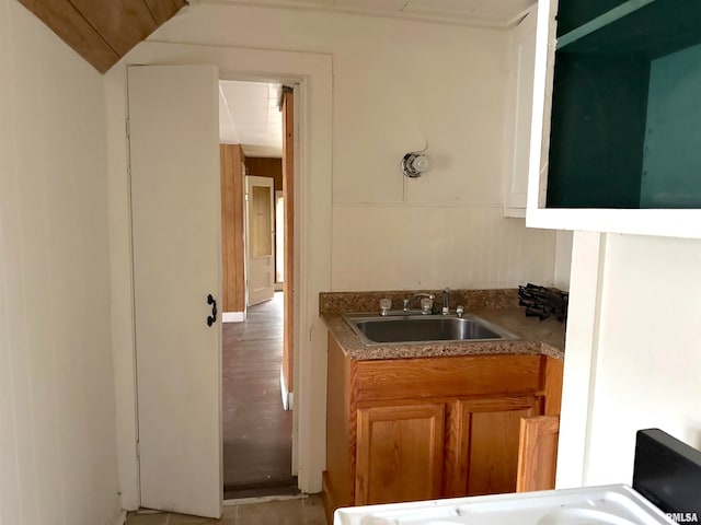 bathroom with sink and wood-type flooring