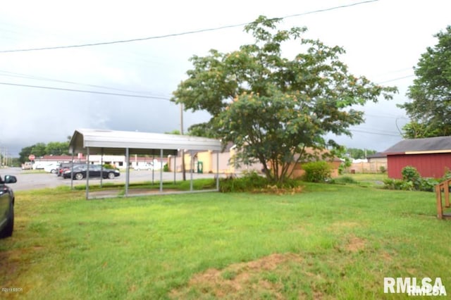 view of yard featuring a carport