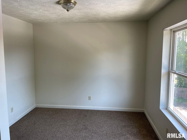 spare room with carpet and a textured ceiling