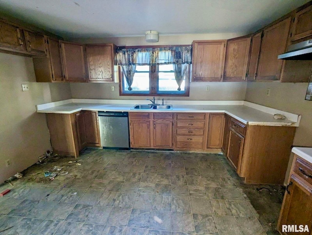 kitchen with stainless steel dishwasher and sink