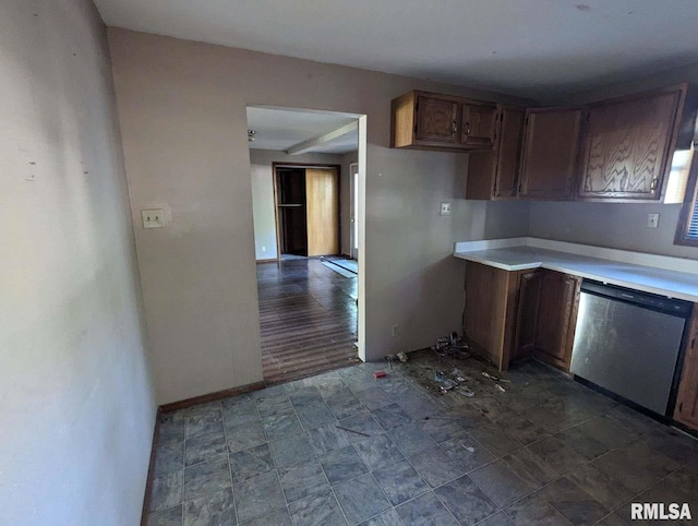 kitchen with stainless steel dishwasher