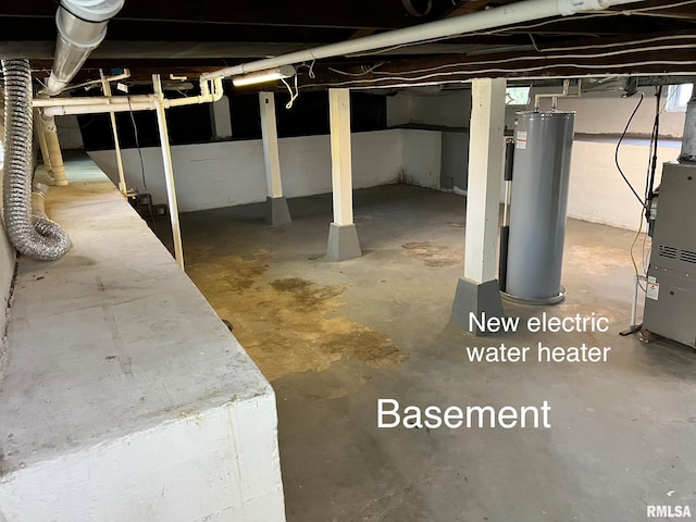 basement featuring gas water heater