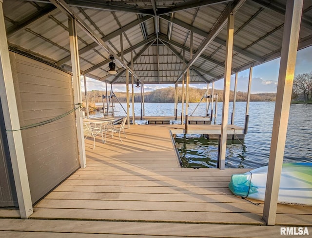 dock area featuring a water view