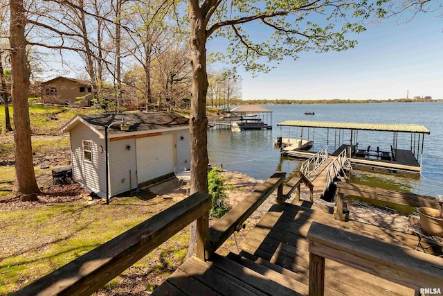 view of dock featuring a water view