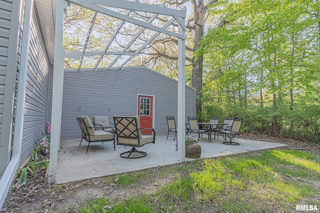 view of terrace featuring a pergola