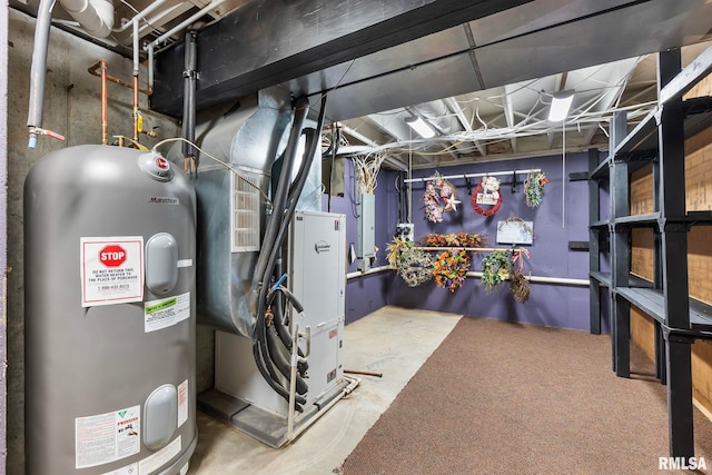 utility room with water heater