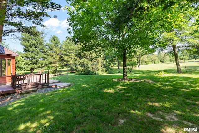 view of yard featuring a deck