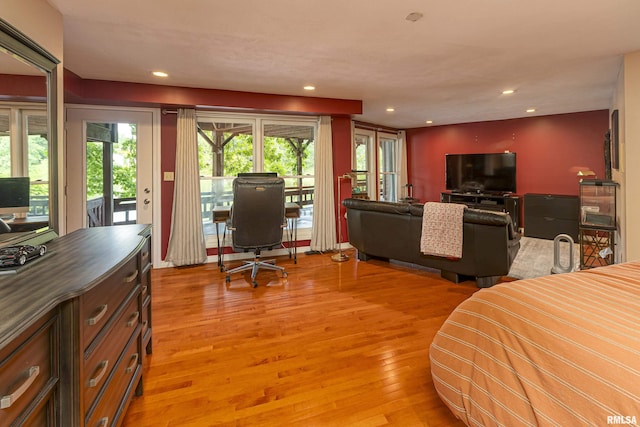 living room with light wood-type flooring