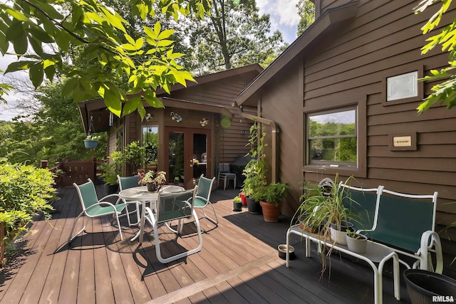 wooden terrace with french doors