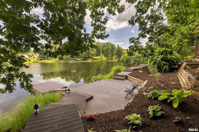 view of dock featuring a water view