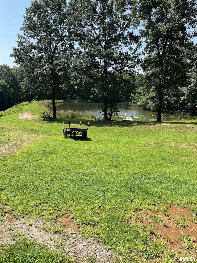 view of yard featuring a water view