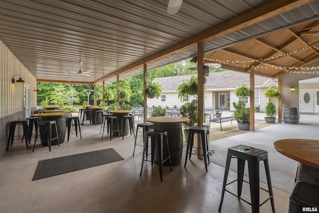 view of patio with a bar