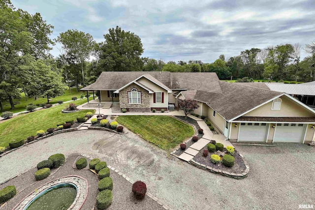 view of front of property with a front lawn and a porch