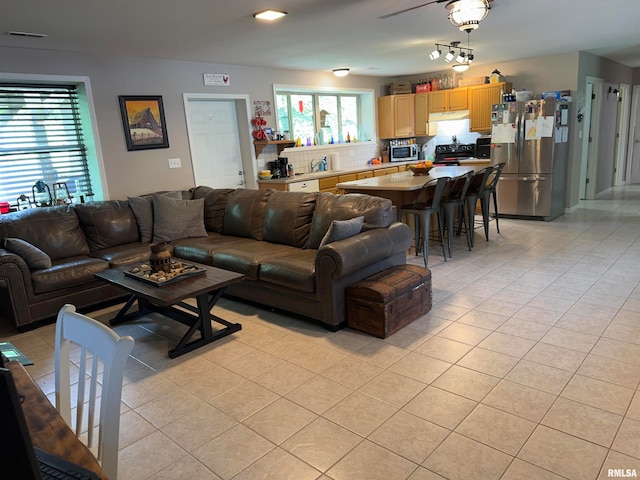 view of tiled living room