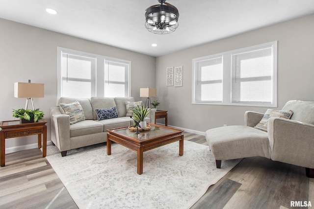 living room featuring light hardwood / wood-style flooring