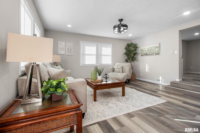 living room featuring hardwood / wood-style flooring