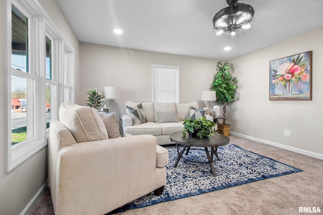 living room featuring carpet floors