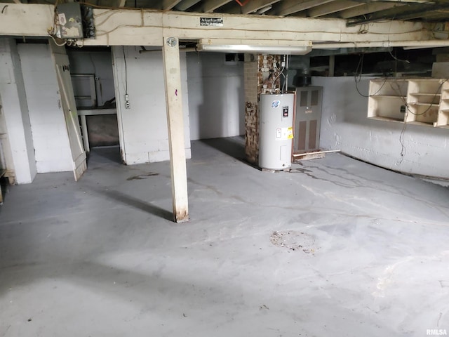 basement with water heater