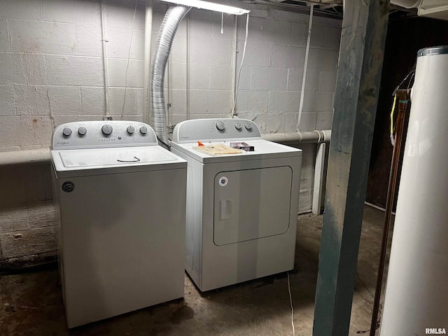 laundry area featuring independent washer and dryer and gas water heater