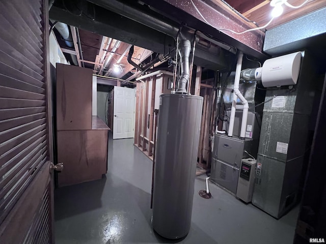 utility room featuring water heater